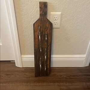 Rustic Wooden Wall Mount with Hooks